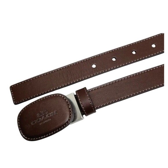 Coach Belt Plaque Buckle One Size CW737 42” Maple Brown Leather Silver-Tone NWT - Picture 11 of 14